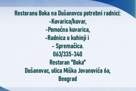 Restoranu Boka na Dušanovcu potrebni radnici, Beograd (Voždovac)